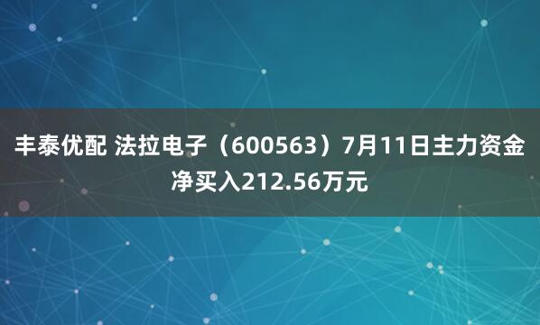 丰泰优配 法拉电子（600563）7月11日主力资金净买入212.56万元